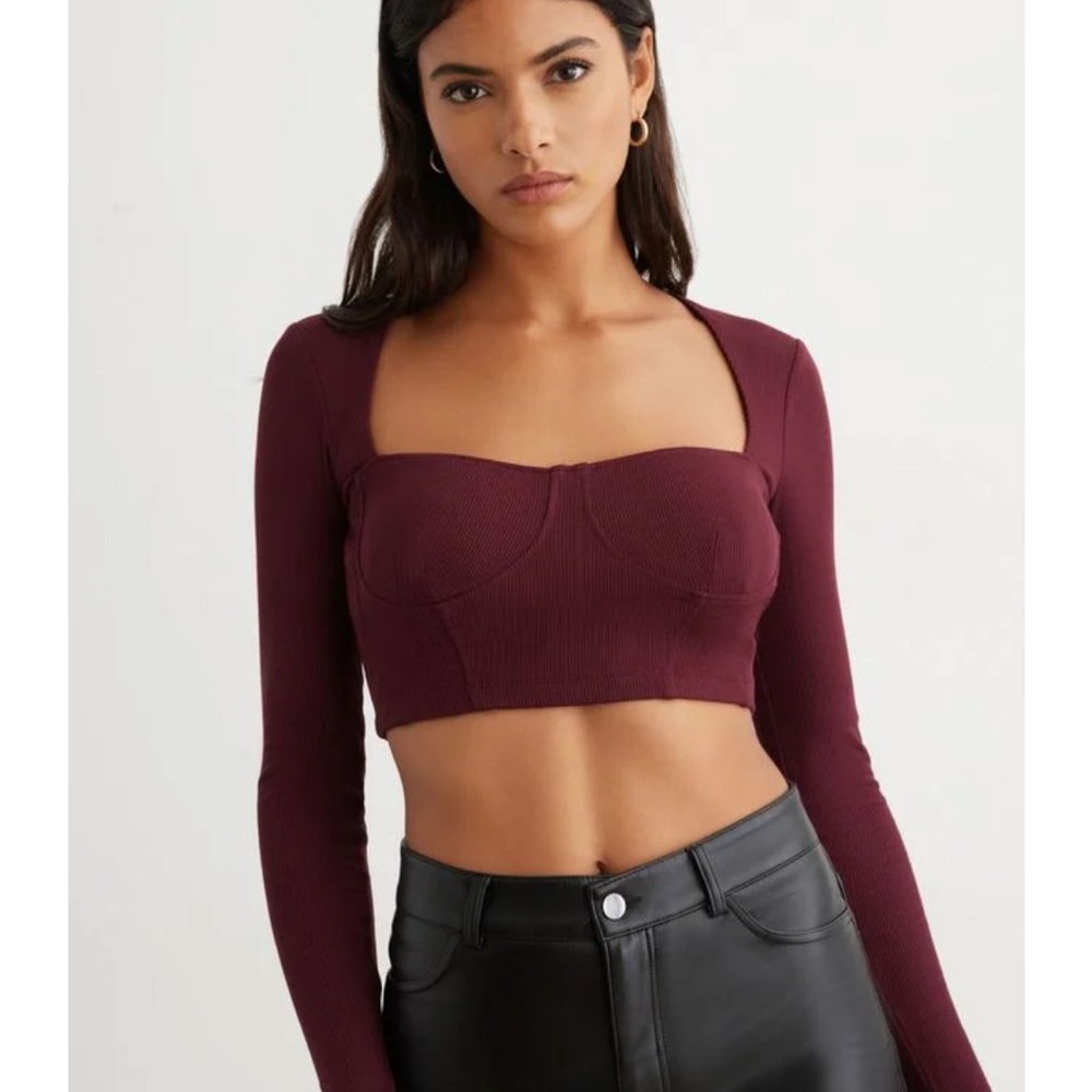 NWT* Dynamite Long Sleeve Ribbed Corset Top